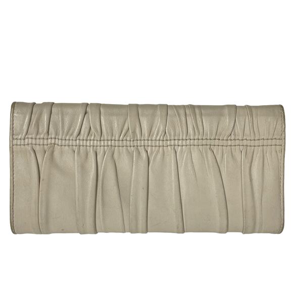 Prada Nappa Leather Gather Long Trifold Wallet Cera Cream Logo - Picture 4 of 13